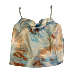 Nasty Gal Tye Dye Cowl Neck Satin Tank Top Size 6